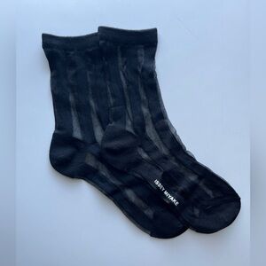Issey Miyake Black Sheer Striped Socks